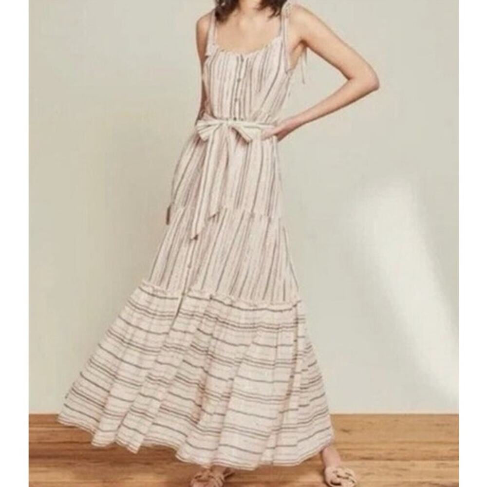 Veronica Beard Michi Metallic Stripe Maxi Dress Elegant Occasion Size Large - Picture 10 of 11
